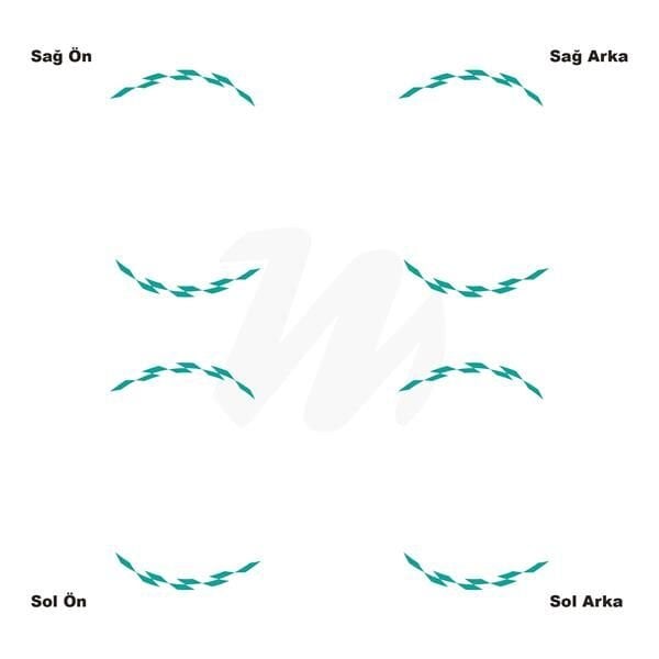 Motosiklet Jant İç Sticker Turkuaz Dama Etiket Modeli