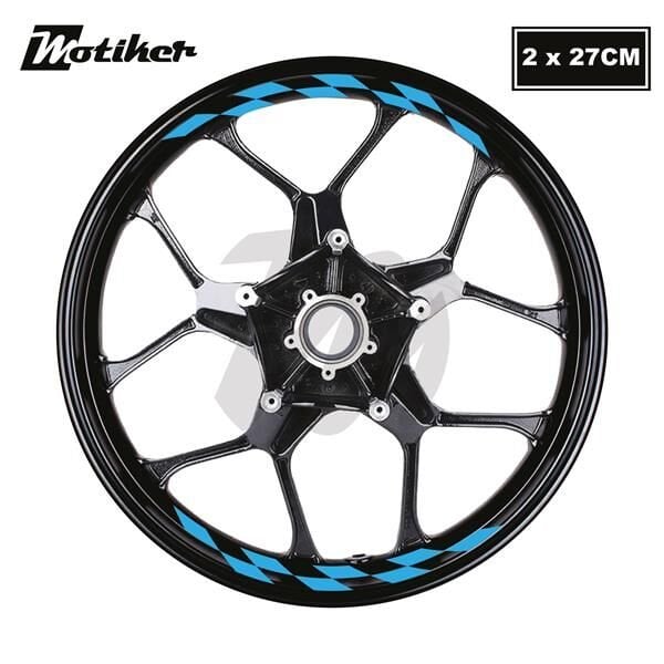 Motosiklet Jant İç Sticker Açık Mavi  Dama Etiket Modeli