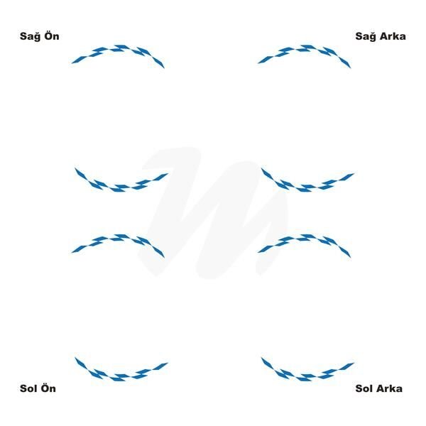 Motosiklet Jant İç Sticker Mavi  Dama Etiket Modeli