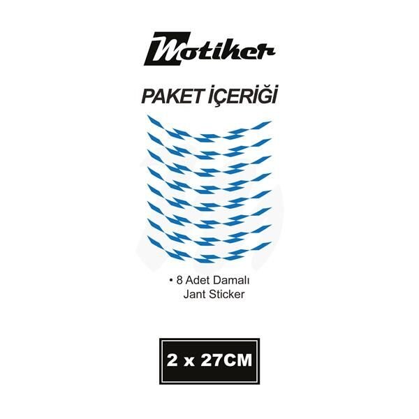 Motosiklet Jant İç Sticker Mavi  Dama Etiket Modeli