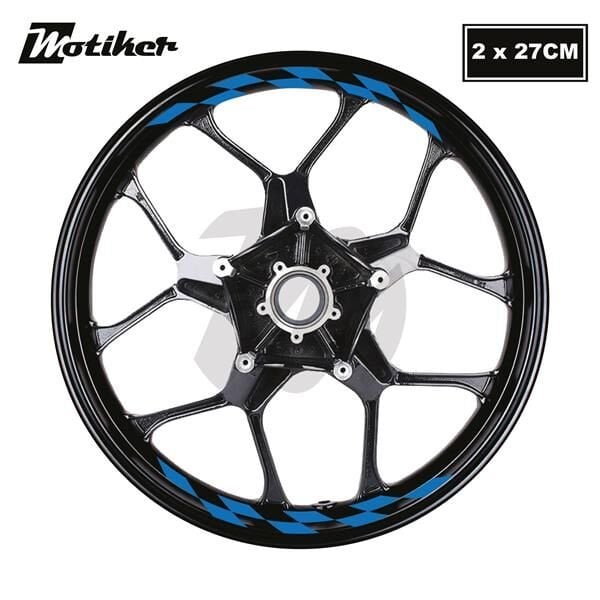 Motosiklet Jant İç Sticker Mavi  Dama Etiket Modeli