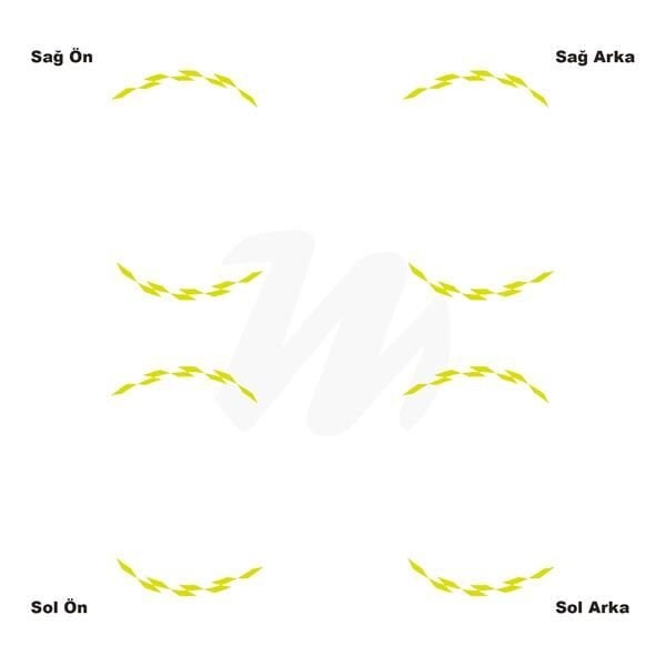 Motosiklet Jant İç Sticker Neon Sarı (Yeşil) Dama Etiket Modeli