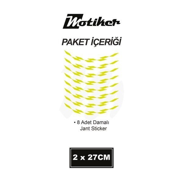 Motosiklet Jant İç Sticker Neon Sarı (Yeşil) Dama Etiket Modeli