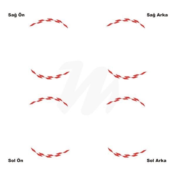 Motosiklet Jant İç Sticker Neon Turuncu (Kırmızı) Dama Etiket Modeli