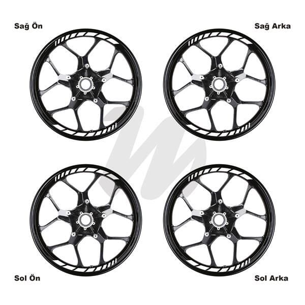 Motosiklet Jant İç Sticker Beyaz Kesikli Şerit Etiket Modeli