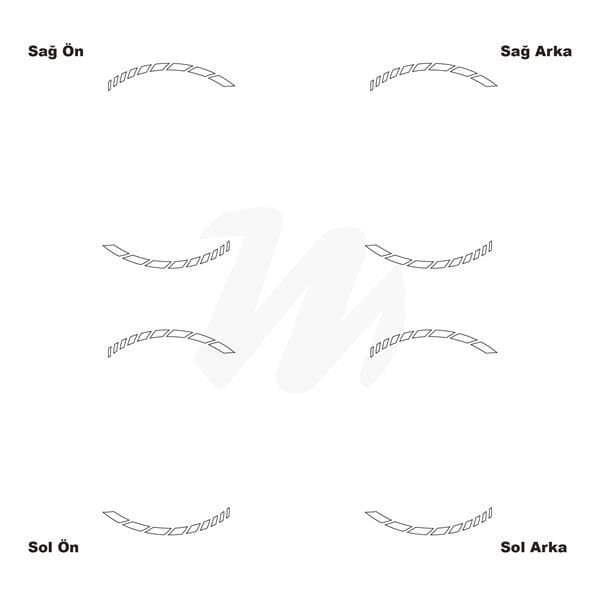 Motosiklet Jant İç Sticker Beyaz Kesikli Şerit Etiket Modeli