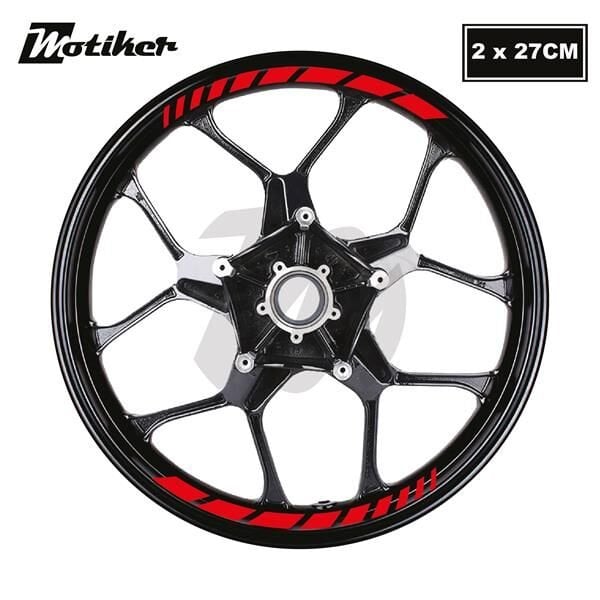 Motosiklet Jant İç Sticker Kırmızı Kesikli Şerit Etiket Modeli