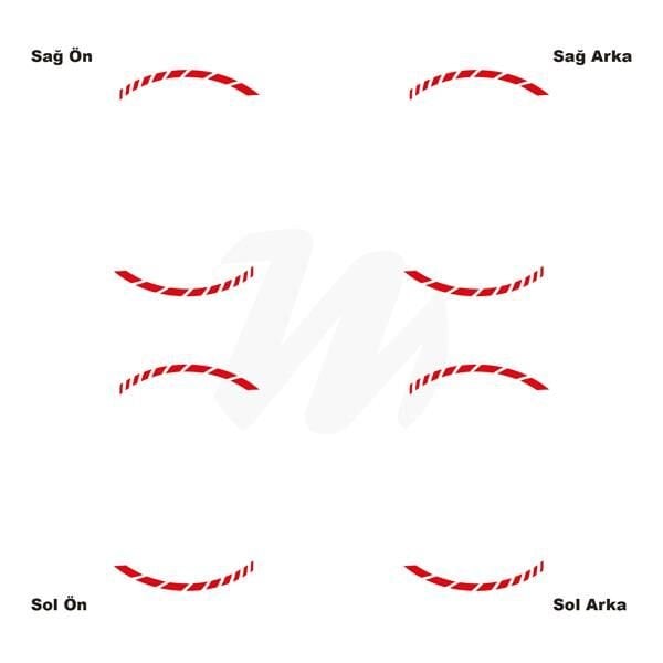 Motosiklet Jant İç Sticker Kırmızı Kesikli Şerit Etiket Modeli