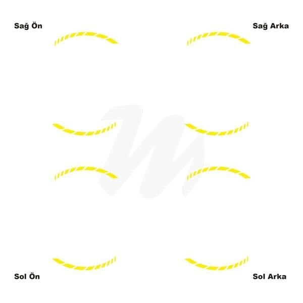 Motosiklet Jant İç Sticker Sarı Kesikli Şerit Etiket Modeli