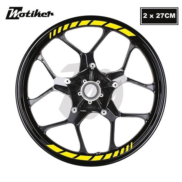 Motosiklet Jant İç Sticker Sarı Kesikli Şerit Etiket Modeli