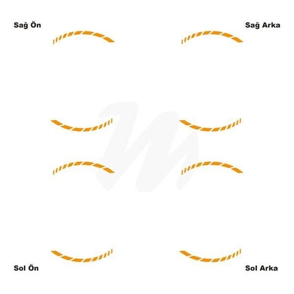 Motosiklet Jant İç Sticker Turuncu Kesikli Şerit Etiket Modeli