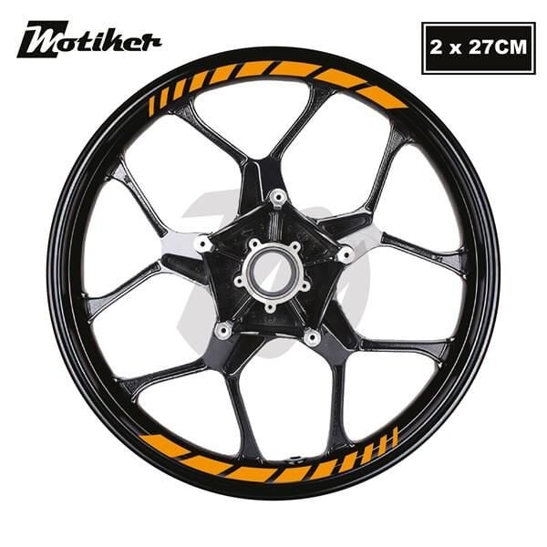 Motosiklet Jant İç Sticker Turuncu Kesikli Şerit Etiket Modeli