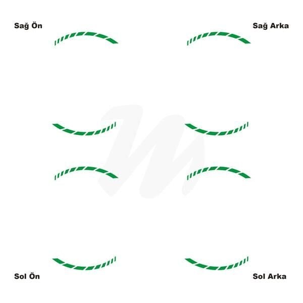 Motosiklet Jant İç Sticker Yeşil Kesikli Şerit Etiket Modeli