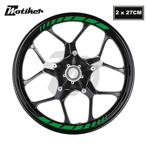 Motosiklet Jant İç Sticker Yeşil Kesikli Şerit Etiket Modeli
