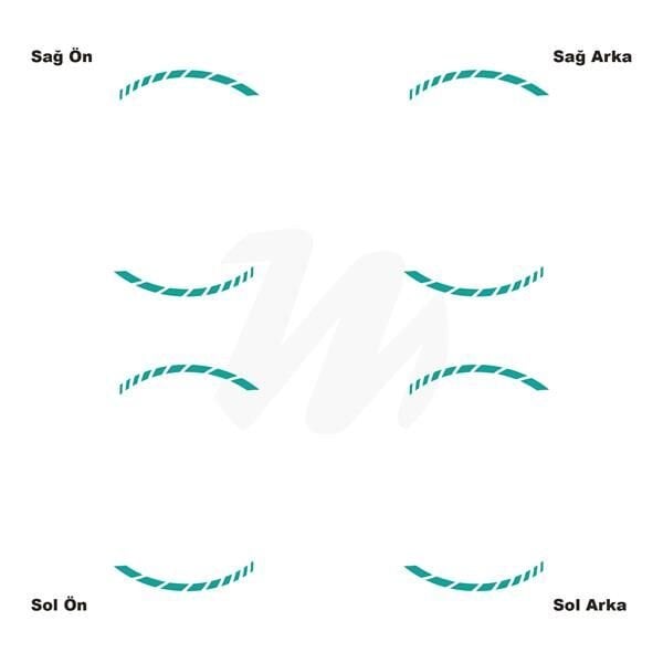 Motosiklet Jant İç Sticker Turkuaz Kesikli Şerit Etiket Modeli