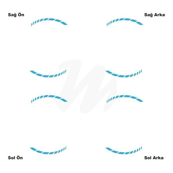 Motosiklet Jant İç Sticker Açık Mavi Kesikli Şerit Etiket Modeli