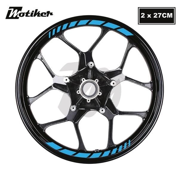 Motosiklet Jant İç Sticker Açık Mavi Kesikli Şerit Etiket Modeli