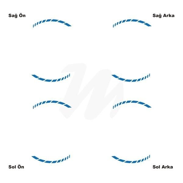 Motosiklet Jant İç Sticker Mavi Kesikli Şerit Etiket Modeli