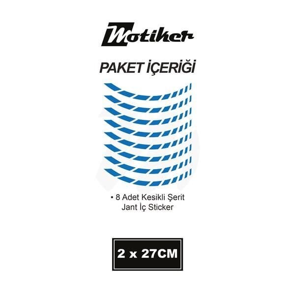 Motosiklet Jant İç Sticker Mavi Kesikli Şerit Etiket Modeli