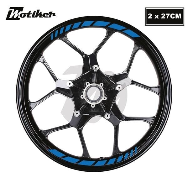 Motosiklet Jant İç Sticker Mavi Kesikli Şerit Etiket Modeli