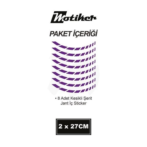 Motosiklet Jant İç Sticker Mor Kesikli Şerit Etiket Modeli