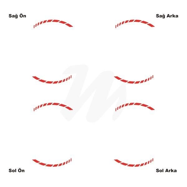 Motosiklet Jant İç Sticker Neon Turuncu (Kırmızı) Kesikli Şerit Etiket Modeli