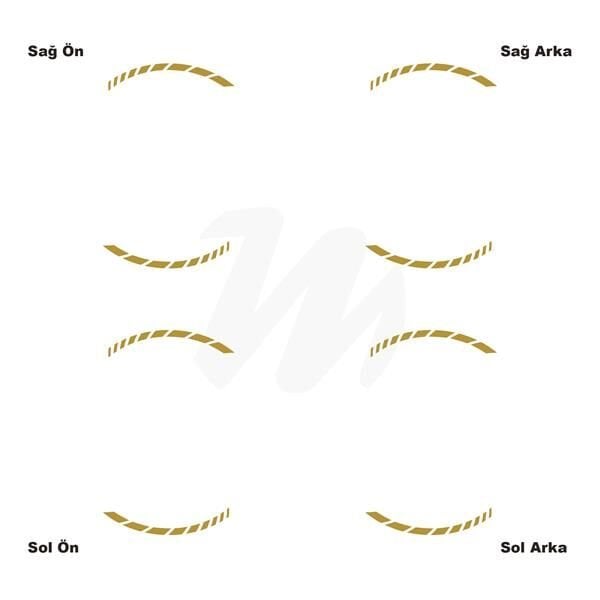 Motosiklet Jant İç Sticker Metalik Gold Kesikli Şerit Etiket Modeli