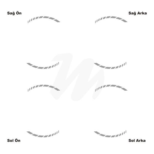 Motosiklet Jant İç Sticker Metalik Gri Kesikli Şerit Etiket Modeli