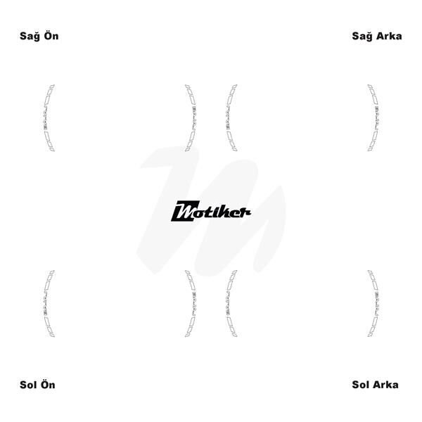 TEK RENK BAJAJ YAZILI KISA KESİKLİ JANT DIŞ ŞERİT STICKER BEYAZ