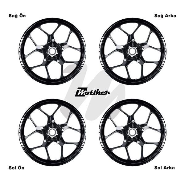 TEK RENK BAJAJ YAZILI KISA KESİKLİ JANT DIŞ ŞERİT STICKER BEYAZ