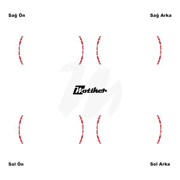 TEK RENK BAJAJ YAZILI KSA KESİKLİ JANT DIŞ ŞERİT STICKER KIRMIZI