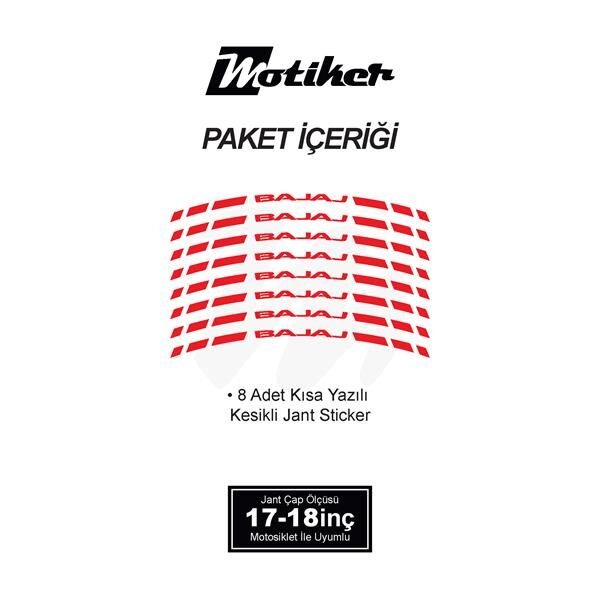 TEK RENK BAJAJ YAZILI KSA KESİKLİ JANT DIŞ ŞERİT STICKER KIRMIZI