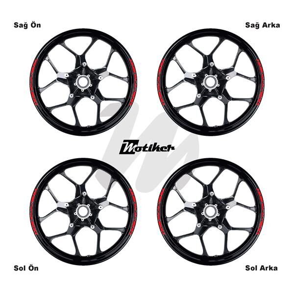 TEK RENK BAJAJ YAZILI KSA KESİKLİ JANT DIŞ ŞERİT STICKER KIRMIZI