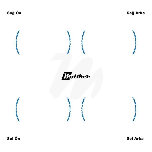 TEK RENK BAJAJ YAZILI KSA KESİKLİ JANT DIŞ ŞERİT STICKER MAVİ