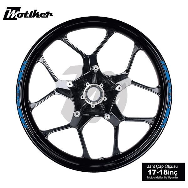 TEK RENK BAJAJ YAZILI KSA KESİKLİ JANT DIŞ ŞERİT STICKER MAVİ
