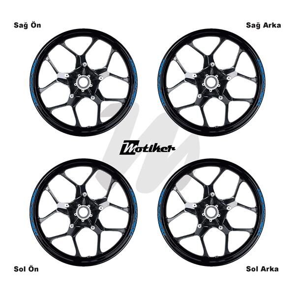 TEK RENK BAJAJ YAZILI KSA KESİKLİ JANT DIŞ ŞERİT STICKER MAVİ