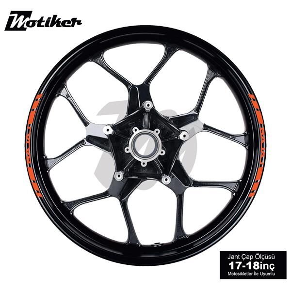 TEK RENK BAJAJ YAZILI KSA KESİKLİ JANT DIŞ ŞERİT STICKER TURUNCU