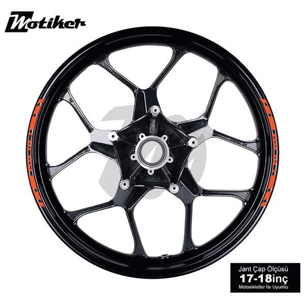 TEK RENK BAJAJ YAZILI KSA KESİKLİ JANT DIŞ ŞERİT STICKER TURUNCU