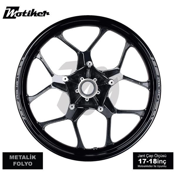 TEK RENK BAJAJ YAZILI KSA KESİKLİ JANT DIŞ ŞERİT STICKER METALİK GRİ