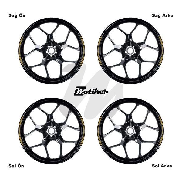 TEK RENK BAJAJ YAZILI KSA KESİKLİ JANT DIŞ ŞERİT STICKER METALİK GOLD