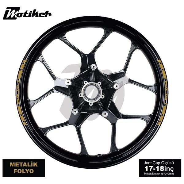 TEK RENK BAJAJ YAZILI KSA KESİKLİ JANT DIŞ ŞERİT STICKER METALİK GOLD