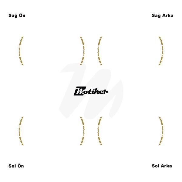 TEK RENK BAJAJ YAZILI KSA KESİKLİ JANT DIŞ ŞERİT STICKER METALİK GOLD