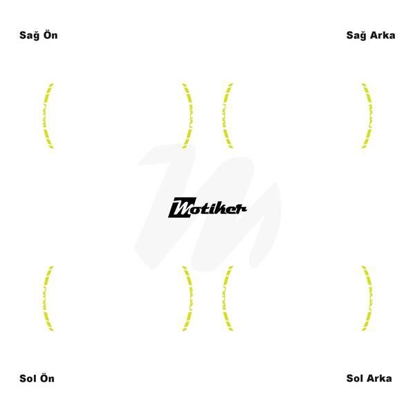 TEK RENK BAJAJ YAZILI KSA KESİKLİ JANT DIŞ ŞERİT STICKER NEON SARI