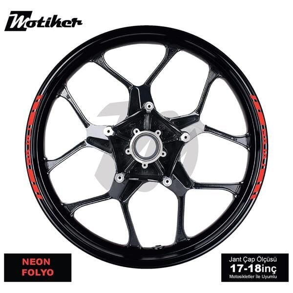 TEK RENK BAJAJ YAZILI KSA KESİKLİ JANT DIŞ ŞERİT STICKER NEON TURUNCU