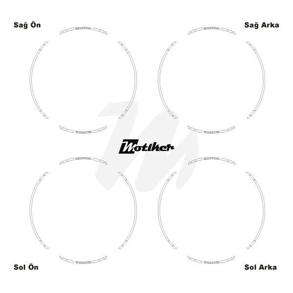 HONDA YAZILI UZUN KISA KESİKLİ ÇİFT RENK 16'LI JANT STICKER ETİKET MODELİ BEYAZ