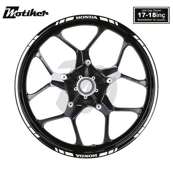 HONDA YAZILI UZUN KISA KESİKLİ ÇİFT RENK 16'LI JANT STICKER ETİKET MODELİ BEYAZ