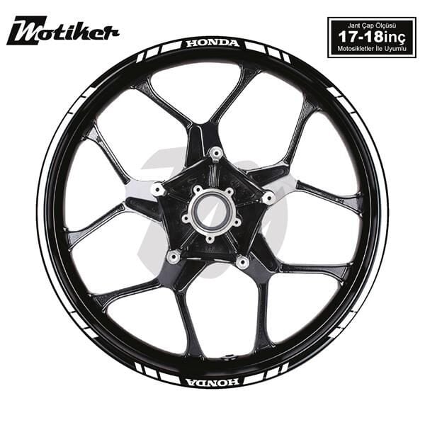 HONDA YAZILI UZUN KISA KESİKLİ ÇİFT RENK 16'LI JANT STICKER ETİKET MODELİ BEYAZ