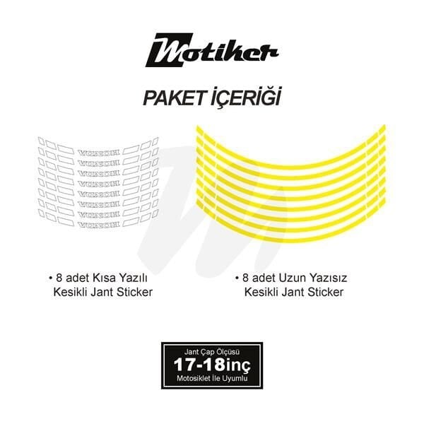 HONDA YAZILI UZUN KISA KESİKLİ ÇİFT RENK 16'LI JANT STICKER ETİKET MODELİ SARI