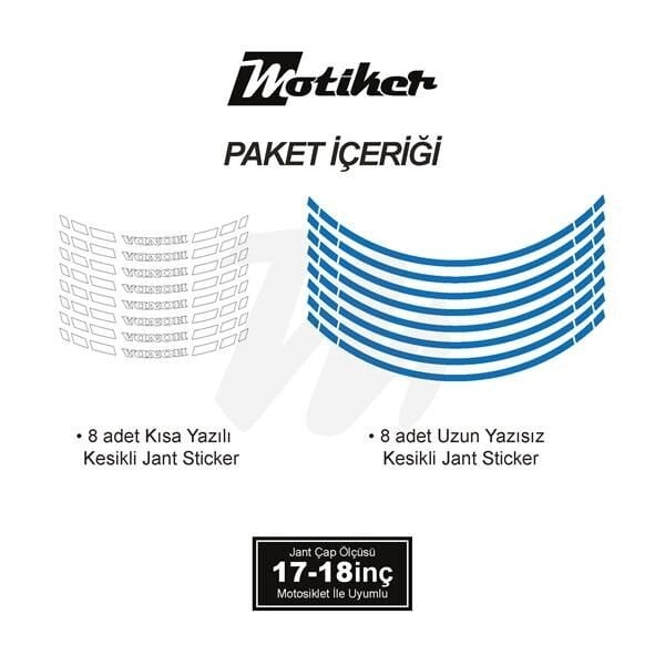 HONDA YAZILI UZUN KISA KESİKLİ ÇİFT RENK 16'LI JANT STICKER ETİKET MODELİ MAVİ