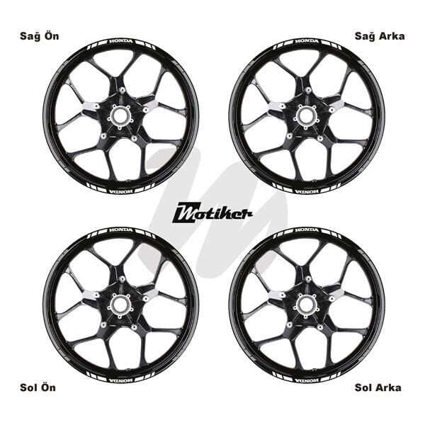 HONDA YAZILI UZUN KISA KESİKLİ ÇİFT RENK 16'LI JANT STICKER ETİKET MODELİ METALİK GRİ